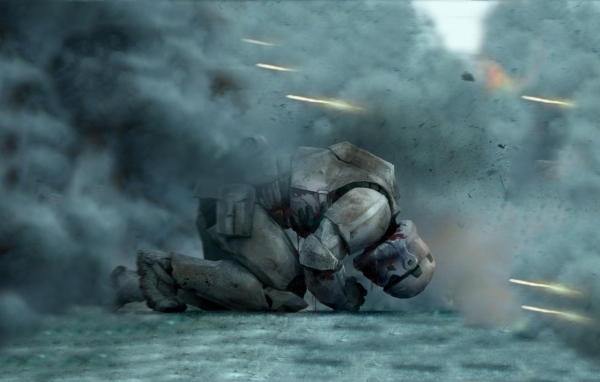 Окровавленный штурмовик под огнем, Звездные войны