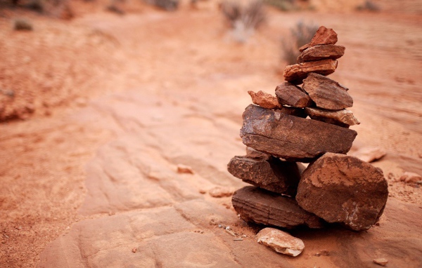 A stack of brown stones on the rock