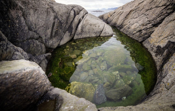 Небольшое озерцо среди скал у берега