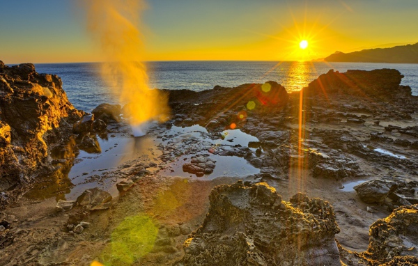 Закат на берегу моря, фото HDR