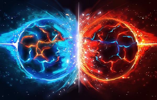 Столкновение огненой и ледяной планет