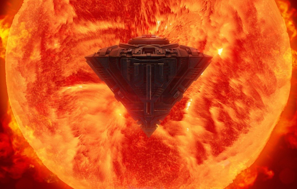 Космический корабль перед Солнцем