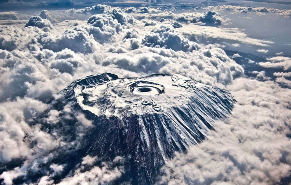 The flat top of Mount Kilimanjaro, Africa