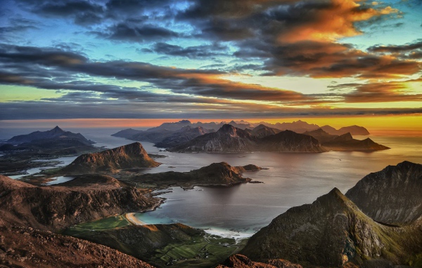 Прекрасный вид на Лофотенские острова, Норвегия