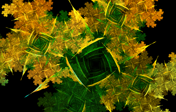 Абстрактный желто зеленый рисунок на черном фоне