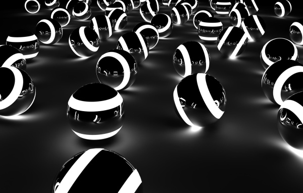 Черно белые шары 3D графика 