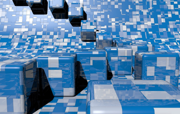 Сине - белые кубы 3D графика 