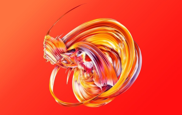 Красочные волны на оранжевом фоне 