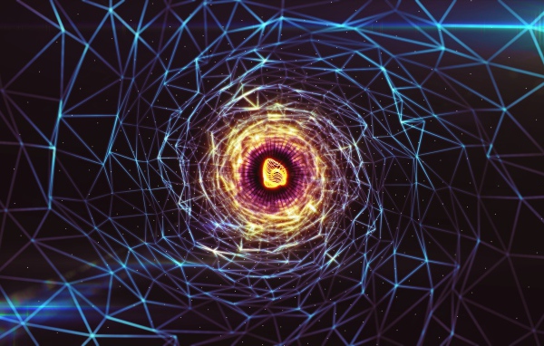 Электронная паутина из светящихся нитей 3д графика 