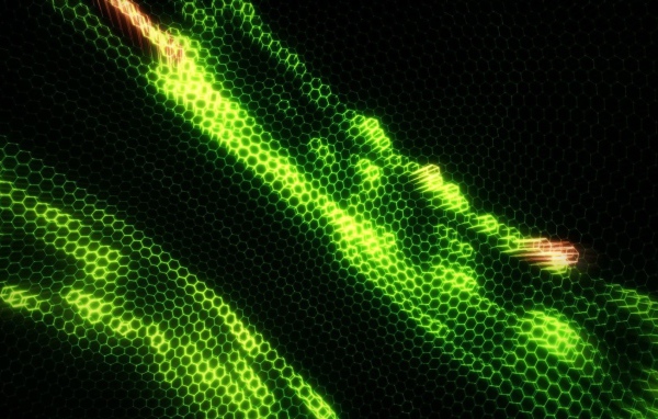 Зеленая сетка из шестиугольников 3д графика 