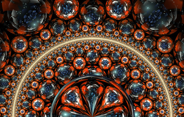 Разноцветные сферы, фрактальный рисунок