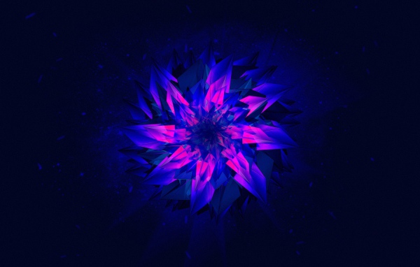 Фиолетовый абстрактный цветок на синем фоне
