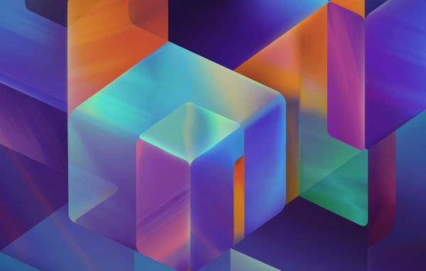 Радужные абстрактные кубы 3 д  графика 