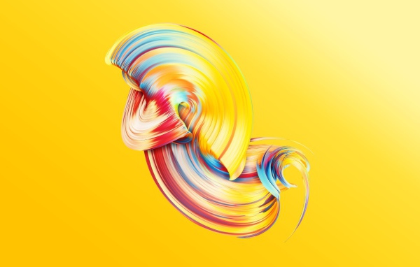 Радужный узор на желтом фоне 