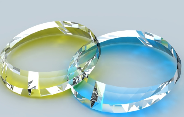 Два прозрачных драгоценных камня 3д графика 