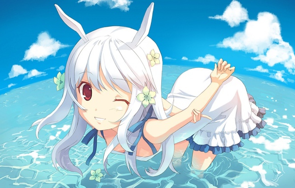 Девушка аниме с ушами кролика 