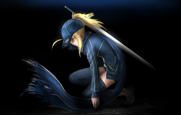 Девушка Сейбер персонаж аниме Судьба - ночь схватки 