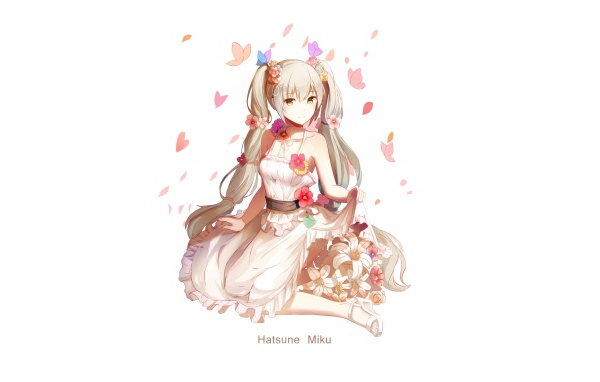 Длинноволосая девушка Хатсуне Мико аниме Вокалоид 