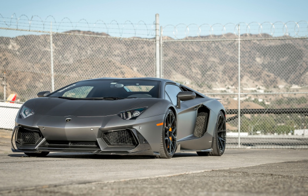 Автомобиль Lamborghini Aventador цвет серебристый металлик