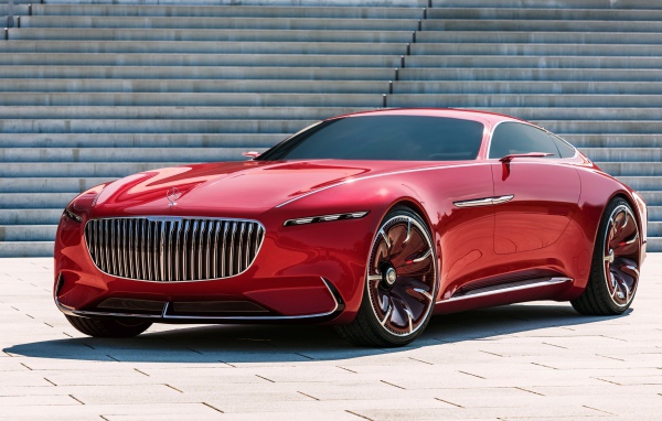 Красный автомобиль Vision Mercedes Maybach 6, 2017 