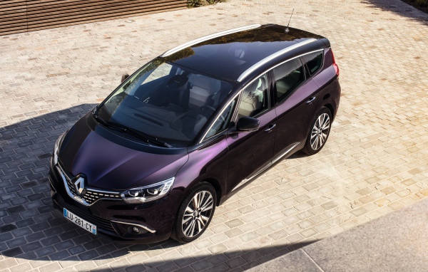 Фиолетовый автомобиль Renault Grand Scenic, 2017  вид сверху