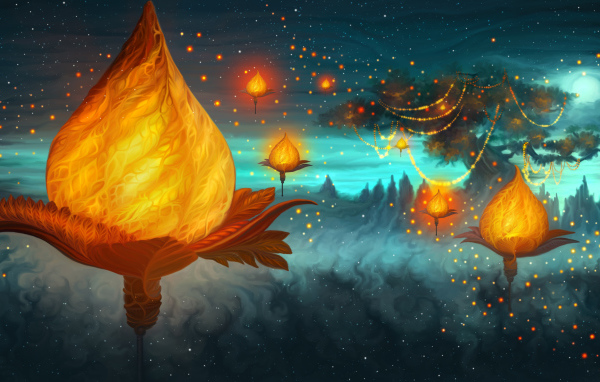 Фантастические светящиеся растения ночью