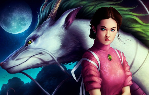 Девушка с белым драконом фэнтези Унесённые призраками