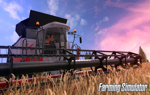 Зерноуборочный комбайн убирает пшеницу игра Farming Simulator 2017 
