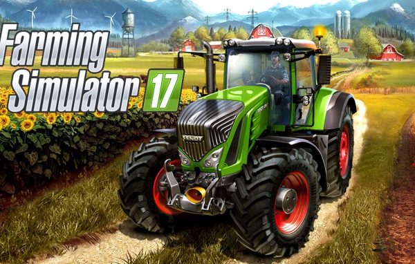 Зеленый трактор в поле игра Farming Simulator 2017 