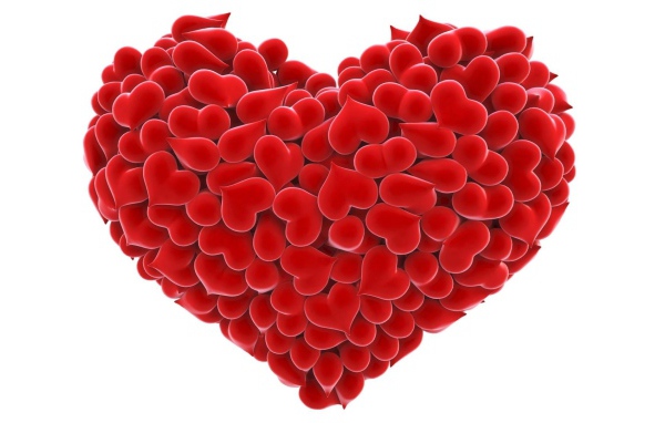 Много сердец в виде сердца на белом фоне 