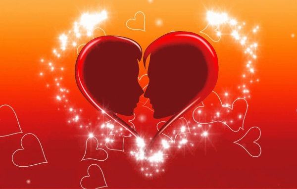 Образы влюбленной пары в сердце 