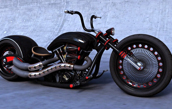 Стильный черный мотоцикл Harley-Davidson