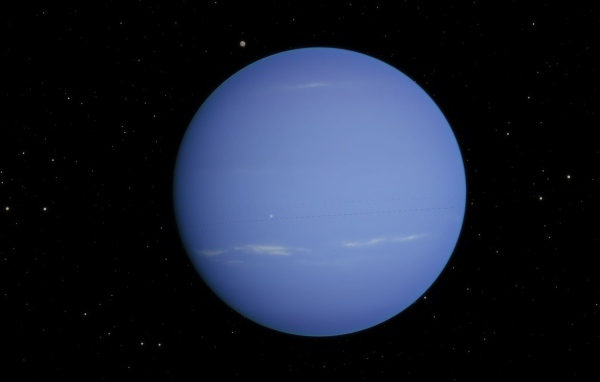 Восьмая планета солнечной системы Нептун на фоне звезд 