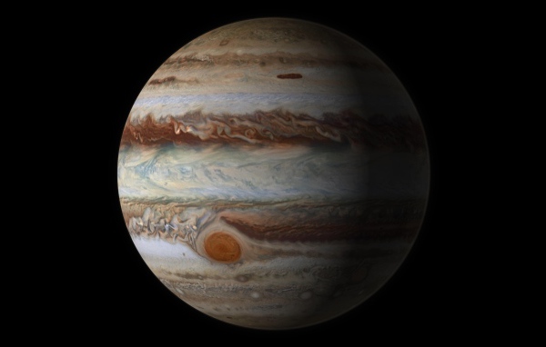 Планета Юпитер на черном фоне 