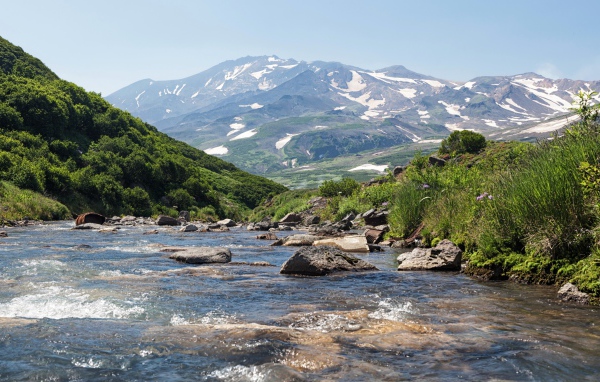 Живописный горный ручей, Камчатка Россия 