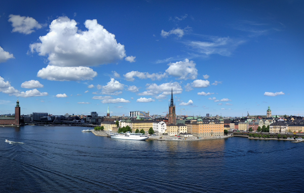 Вид на город Стокгольм, Швеция 