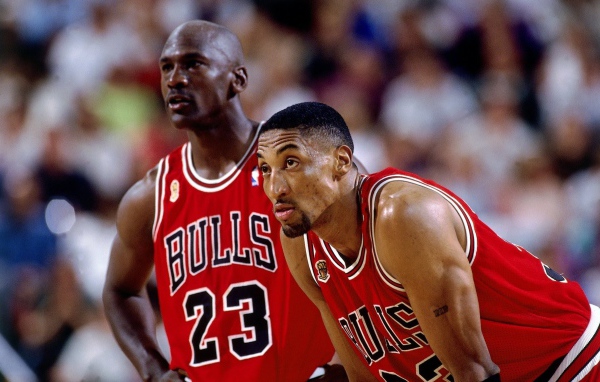 Basketball player Scottie Pippen, Michael Jordan, Chicago Bulls team,