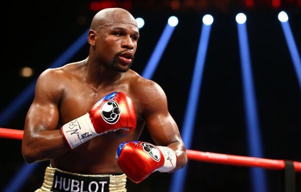 Famous boxer Floyd Mayweather in the ring