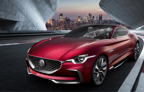 Бордовый электромобиль MG E-Motion, новинка 2020 года