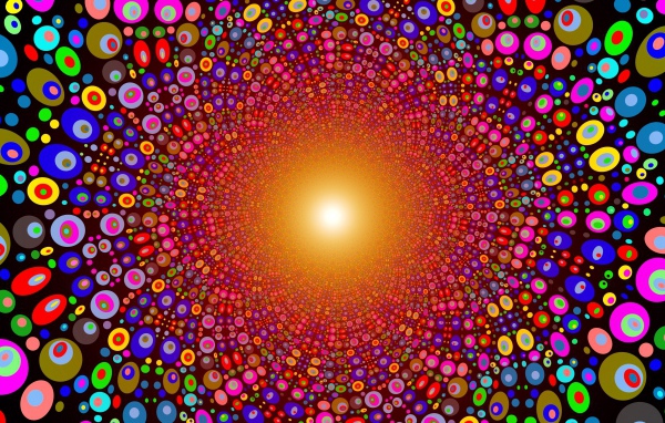 Абстрактный рисунок с яркими разноцветными кругами