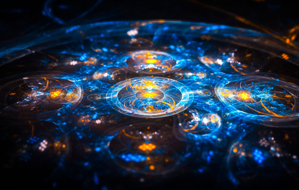 Красивый голубой с желтым фрактальный рисунок