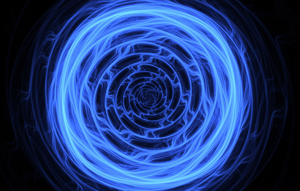 Голубая абстрактная спираль на черном фоне