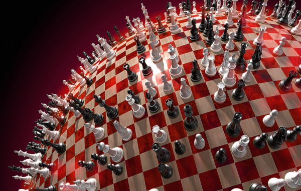 Шахматы на круглой шахматной доске, 3д графика