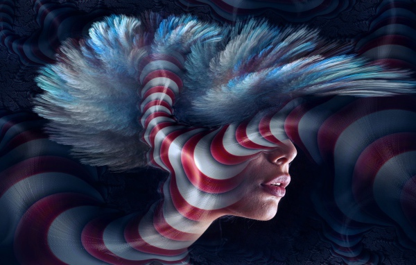 Женское лицо в абстрактной графике