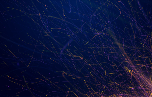 Огненные искры на синем фоне, 3д графика