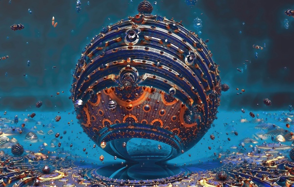 Фрактальная 3д сфера крупным планом