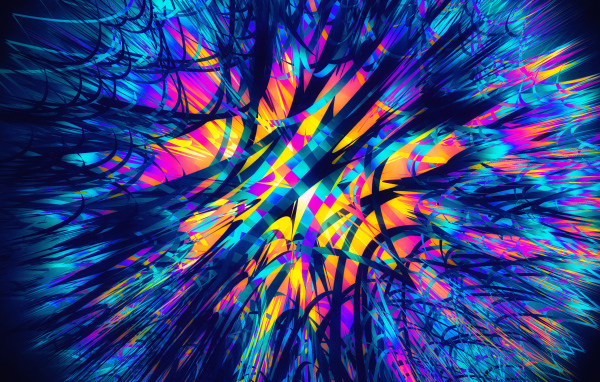 Разноцветный абстрактный рисунок на синем фоне