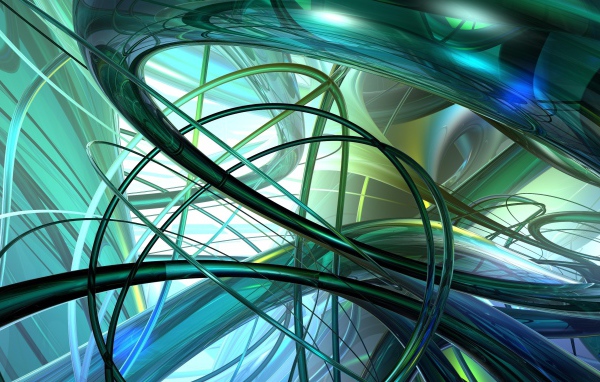 Разноцветные витые линии, 3д графика