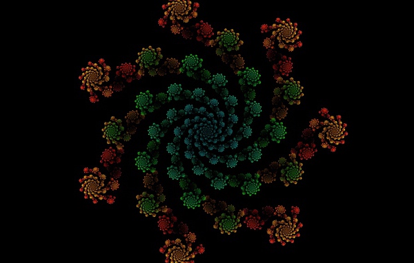 Узорный фрактальный рисунок на черном фоне