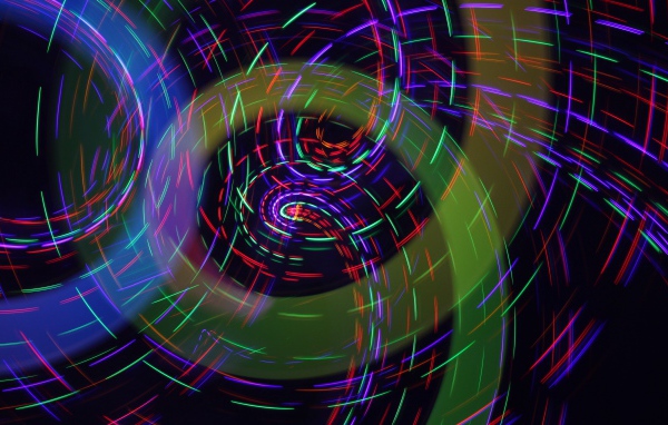 Вращающиеся разноцветные неоновые лучи 
